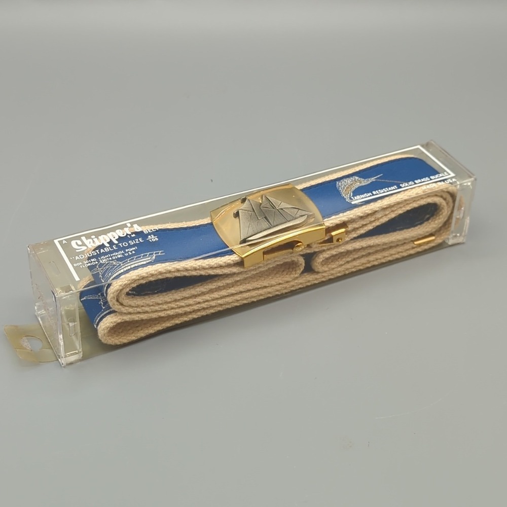 Skipper's Canvas Web Belt Nautical Boat Vintage Solid Brass Buckle Size 42 NEW